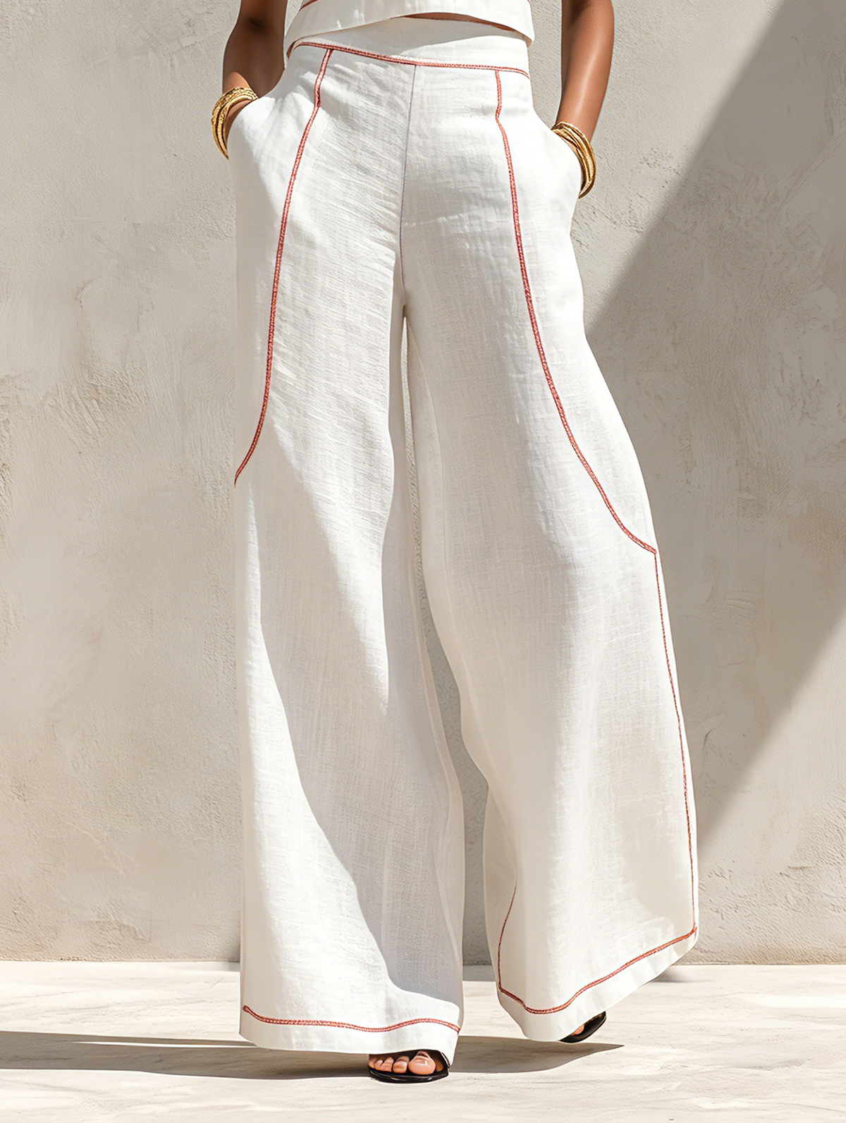 Nicoletta | Conjunto de Lino con Costuras en Contraste