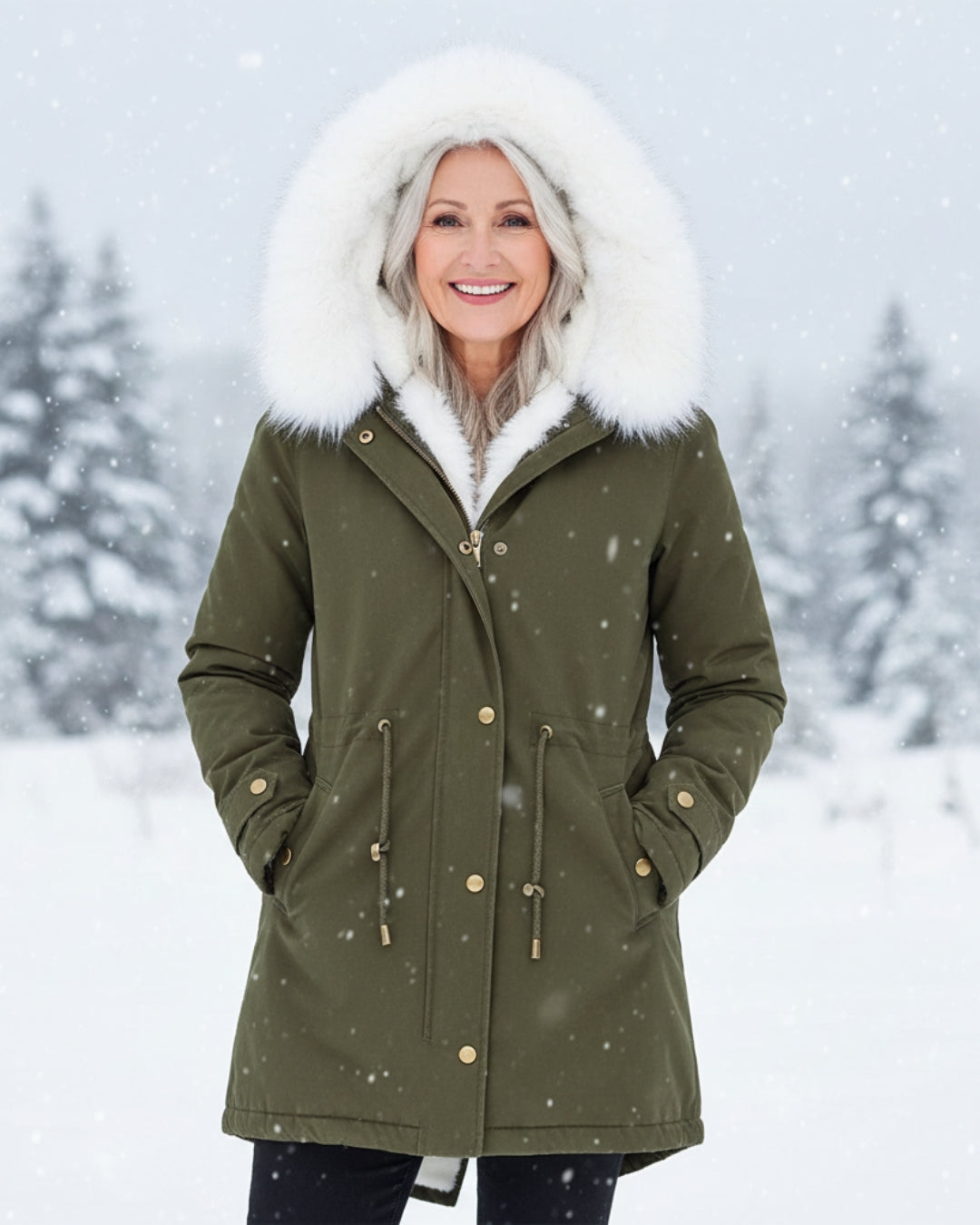 Rina | Parka con Capucha Ribeteada