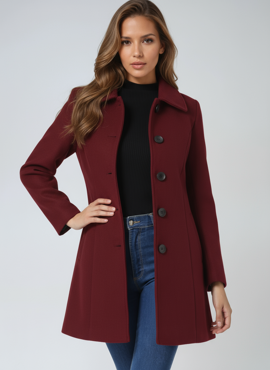 Egle | Gabardina de Invierno de Botonadura Sencilla