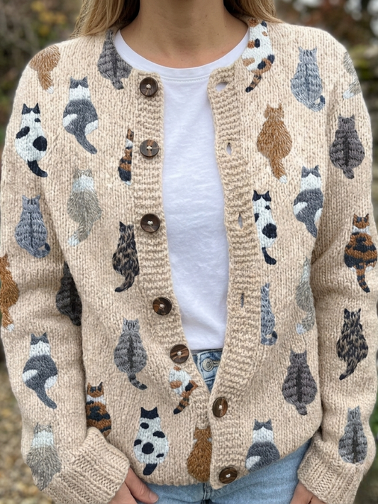 Lidia | Cárdigan Estampado de Gatos