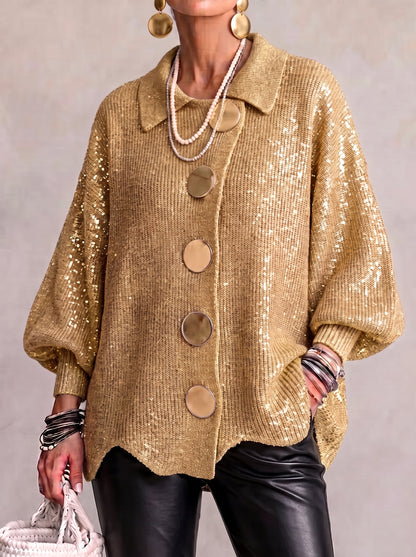 Ortensia | Cardigan Oversize con Bottoni Dorati